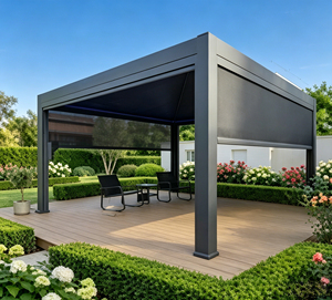 Retractable louver aluminum gazebo Custom Size Outdoor Backyard Waterproof Aluminium pavilion Motorized aluminum pergola. - Product Image 3