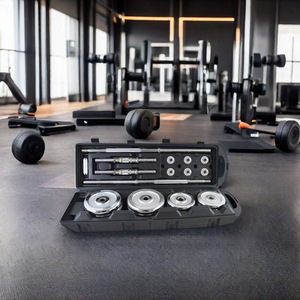 Haltères réglables 40 kg, barre chromée électrolytique réglable argentée, haltères chromés 50 kg, ensemble d'haltères pour la salle de sport - Product Image 1