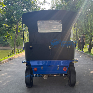 Voiture électrique de tourisme vintage à quatre roues, très demandée, avec auvent noir, idéale pour les centres de villégiature, les terrains de golf, les mariages et les châteaux - Product Image 5