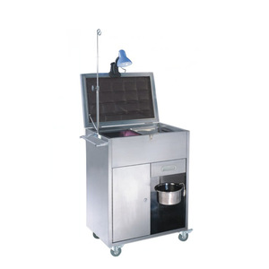 Carrito Médico Swiss Franc RT-012B de Acero Inoxidable de Doble Capa con Soporte para Suero y Lámpara para Uso Hospitalario y de Enfermería - Product Image 1