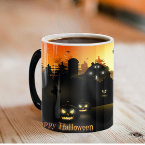 Logotipo personalizado Calabaza Calaveras Linternas <span class=keywords><strong>Tazas</strong></span> de cerámica Caliente Sensible Cambio de color Taza mágica Sublimación <span class=keywords><strong>para</strong></span> el Día de Todos los Santos - Product Image 5
