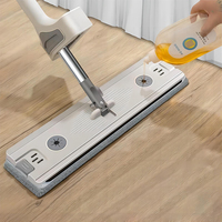 Ensemble serpillière plate en microfibre et seau pliable avec manche en acier inoxydable, pour le nettoyage des sols, fabricant OEM pour la vente en gros