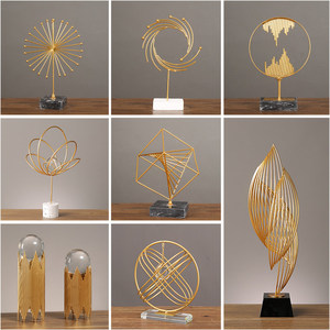 Light Luxury Geometric Metal &amp; Crystal Ornaments <strong>Nordic</strong> Handmade Home Decor for Living Room Entrance Everyday Gifting - Product Image 2