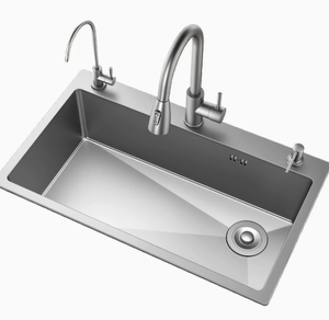 Stainless Steel Kitchen Sink Single Bowl with Big Square <b>Drain</b> - Product Image 3