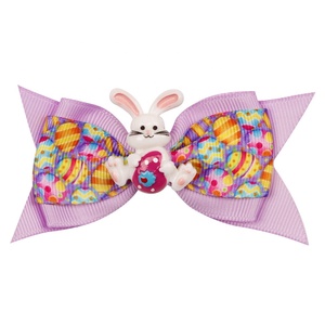 Barrette à cheveux pour enfants en tissu pailleté, motif dessin animé, nœud queue d'hirondelle, pour Pâques, fêtes et festivals - Product Image 4