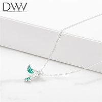 Collier oiseau colibri en argent sterling 925 Collier pendentif vert