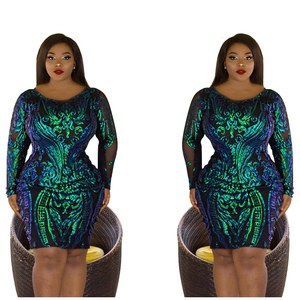 Vestidos de manga larga de las mujeres dama elegante <span class=keywords><strong>Mujer</strong></span> <span class=keywords><strong>plus</strong></span> tamaño ropa de gran tamaño vestidos para las mujeres - Product Image 2