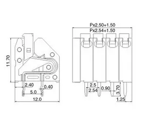 Heißer Verkauf Grauer KF250-2.5/2,54 MM 300v 2a 24-20AWG PCB-Federklemmenblock-Anschluss Elektrische Ausrüstung