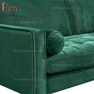 Vente chaude Taille Européenne Élégant Hôtel Moderne <span class=keywords><strong>Salon</strong></span> Meubles Tissu Velours <span class=keywords><strong>Divan</strong></span> Piste Bras Canapé - Product Image 5