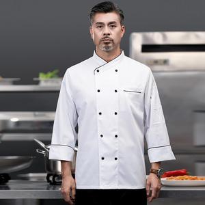 Veste de chef à manches longues imperméable avec logo personnalisé, uniformes de restaurant et de bar, vêtements de travail, veste de chef en polyester/coton, uniforme de travail - Product Image 2