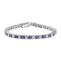 Bracelet de tennis Hip Hop en argent plaqué or blanc 3mm 4mm 5mm Citrine violet vert bleu rubis diamant Bracelet de tennis pour femme