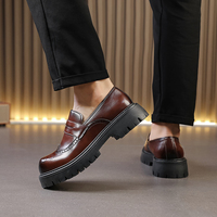 Mocassins de mode pour hommes et adolescents, à semelles épaisses, en PU, antidérapants, respirants, toutes saisons, à coupe basse, pour l'extérieur, style Bullock à bout large, Nouveauté CC