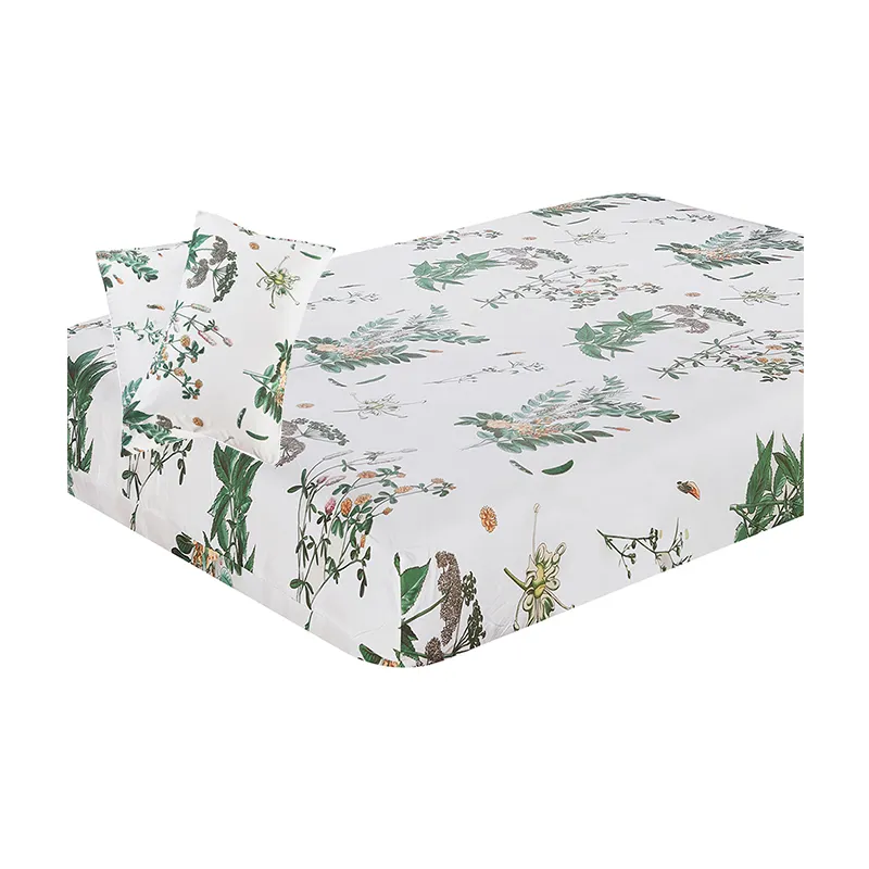 Plant 100% Polyester Bed Set King Size Hoeslaken