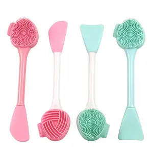 Gel de silice de massage à double tête Brosse pour masque Nettoyant pour le visage Appliquer le masque avec un pinceau en silicone pour les pinceaux de maquillage