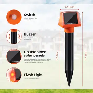 SAIJZEK 4 Pak penolak tahi lalat ular surya, 4 sisi ganda, penolak tikus Gopher ultrasonik, pengusir tikus bertenaga surya - Product Image 5