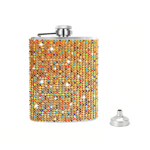 Diamond Hip Flasks 6oz Bling Rhinestone Hip Flask for Liquor <b>Glitter</b> with Funnel Diamond Leakproof Pocket Flask - Product Image 5