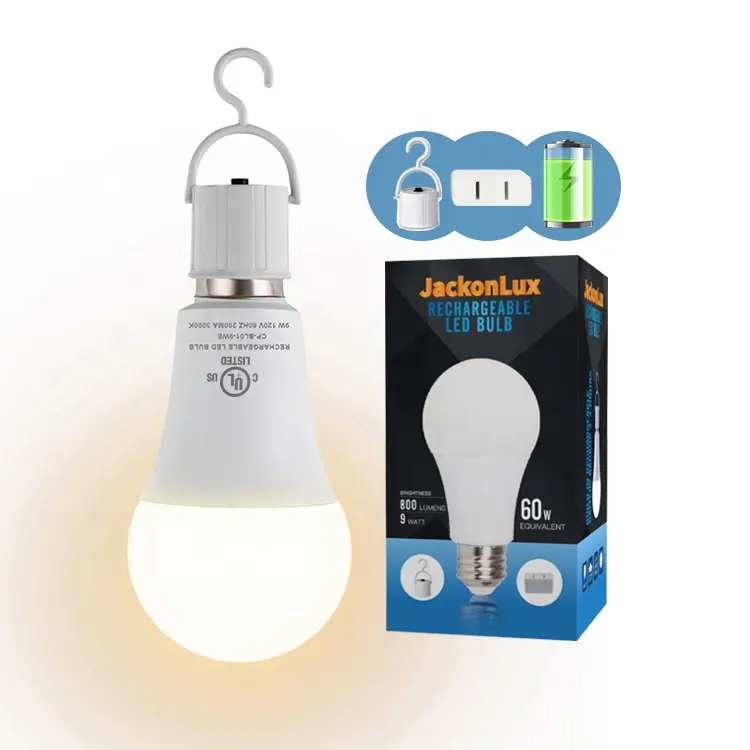 9 Watt Emergency Bulb Rechargeable Light E26 B22 E27 Battery Operated LED Light Bulb For Home