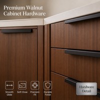Meuble de cuisine en mélamine Joysource, style shaker, finition grain de noyer, en forme de L, modulaire, avec appareils encastrés, finition grain de bois, meubles sur mesure B2B