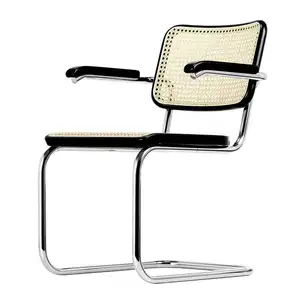 Высококачественное деревянное кресло из ротанга с металлическими ножками в скандинавском стиле, мебель для японского, корейского кафе, балкона, кабинета, ресторана, Плетеный обеденный стул