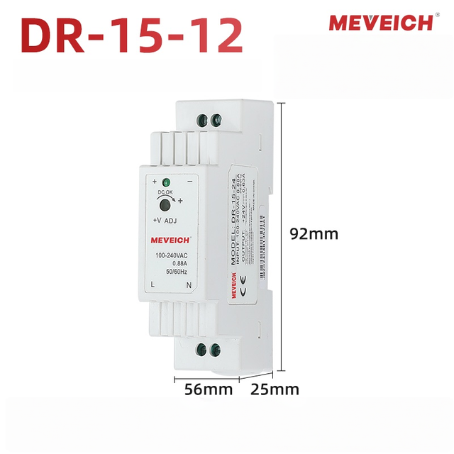 MEVEICH DR-15 Din Rail 15W 5v 12v 24v Switching Power Supply for 3D Printer LED Light and CCTV Camera