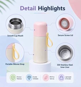 Durable 316 Steel Kids Water Bottle <b>Double</b> <b>Wall</b> Vacuum Insulated Thermal Tumbler Eco-Friendly - Product Image 5
