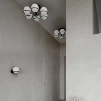 Luxe naturel espagnol albâtre marbre pierre cluster globe suspendu boule ronde suspension lampe Villa intérieur lustre décoratif