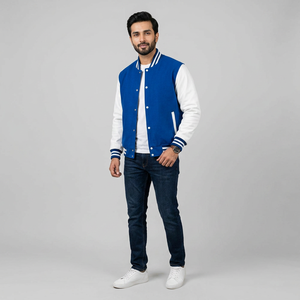 Comfort Varsity Jacket <b>Leather</b> Sleeves Built With Premium Material Soft Lining Smooth Motion Flexible Wear Durable Trendy Style - Product Image 1