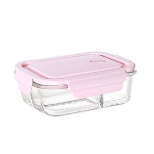 Boîtes de préparation de repas en verre borosilicate divisées, boîte de conservation alimentaire en verre hermétique et anti-fuite avec couvercle ventilé pour micro-ondes et congélateur - Product Image 5