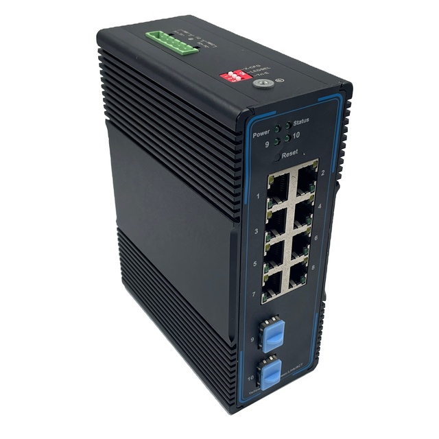 Unmanaged Industrial PoE Switch 8 Ports 10/100/1000M RJ45 2 Ports 10G SFP+ Gigabit Ethernet DIN Rail Switch