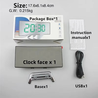 Neuer digitaler LED-Wecker Nacht modus Schlummer funktion Projektion Gebogener Oberflächen spiegel Design für Home Decor Bedside Plastic