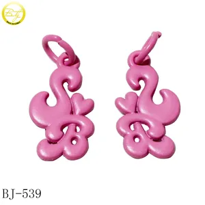 Custom Made Pink Logo Jewelry Tags Decorative Shoes Accessory Metal Pendant Brand Alloy Metal Hang Charms