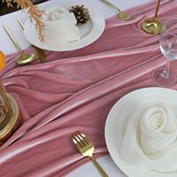 Nappe de table en tissu velours doux de 120 pouces (3 m) pour réception de mariage luxueuse, couleur rose poudré