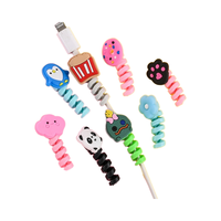 Enrouleur de câble protecteur, fil avec des animaux mignons, bande dessinée, Mini couvercle en Silicone, chargement