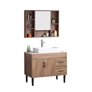 Luxury bathroom vanity floor mounted no painting cabinet with mirror