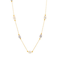 Nouveaux colliers tendance en acier inoxydable plaqué or 18 carats avec perles d'eau douce naturelles, résistants au ternissement