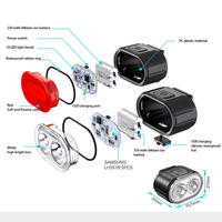 Kit d'éclairage LED USB portable OEM pour vélo, 50LM avant/arrière, étanche IPx4, rechargeable, 4 modes, blanc/rouge, pour la conduite nocturne