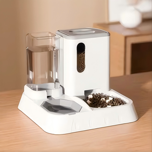 Comedero y Bebedero Automático <span class=keywords><strong>para</strong></span> Mascotas de Interior, Nuevo Diseño, Dispensador de Agua y Comida por Gravedad <span class=keywords><strong>para</strong></span> <span class=keywords><strong>Perros</strong></span> y Gatos, 2 en 1, Plástico PP, Acero, Tazones de Silicona, Pequeño - Product Image 2