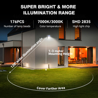 Nouveau produit 176 LED Lampes murales extérieures solaires à piles LED avec interaction solaire Applique murale avec détecteur de mouvement