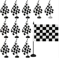 Drapeau de table mini à carreaux en polyester écologique, promotionnel et économique, pour événements sportifs, festivals et célébrations, avec impression numérique