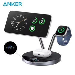 แท่นชาร์จไร้สาย Anker Prime <span class=keywords><strong>3</strong></span> in 1 รองรับ Qi2.2 กำลังไฟ 25W พร้อมหน้าจอแสดงผลอัจฉริยะ สำหรับ iPhone และ <span class=keywords><strong>Apple</strong></span> <span class=keywords><strong>Watch</strong></span> - Product Image 1