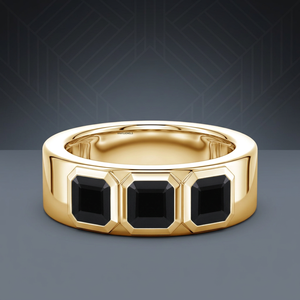 Bague minimaliste pour homme avec diamants noirs naturels taille Asscher, à porter au quotidien, or 10K 14K 18K, argent 925 935 - Product Image 2