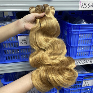Lots de Cheveux Vierges Vietnamiens Double Drawn en Gros # Extensions de cheveux Remy tissées à la main, ondulées, blond miel, 18-26 pouces - Product Image 3