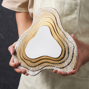 Nordique Vintage blanc assiettes restauration dîner plat haute qualité or assiettes porcelaine vaisselle pour désherbage Restaurant ménage - Product Image 5