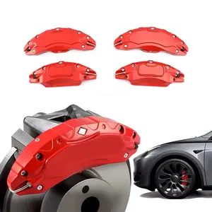 Caliper bao gồm cho Tesla mô hình y bánh xe trung tâm phía trước và phía sau phanh Caliper bao gồm Tương thích với Tesla mô hình y (màu đỏ)