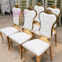 Vente en gros de meubles bon marché pour hôtels, chaises de luxe commerciales empilables en métal doré pour décoration de mariage, pour fêtes et événements