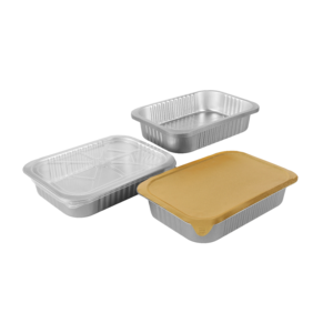 Barquette alimentaire rectangulaire en aluminium argenté à paroi lisse de 23 oz (8,5 po) pour la restauration aérienne professionnelle - Product Image 1