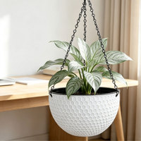 Pot suspendu double traditionnel auto-arrosant avec trous de drainage, 2,56 L, en PP durable pour usage intérieur/extérieur