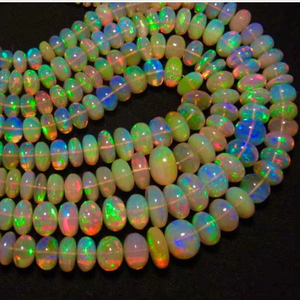 Welo Ethiopia Opal tuyệt vời nhất tuyệt vời mịn đánh bóng rondell Hạt Vòng Cổ 4 Strand-740 CTS-Kích thước 5 - 9mm khoảng - Product Image 1