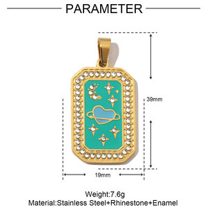 Colgantes de Acero Inoxidable Vintage con Esmalte de <span class=keywords><strong>Tarot</strong></span>, Rectangulares, con Circonitas Brillantes, para Joyería DIY, Venta al por Mayor, Moda - Product Image 4