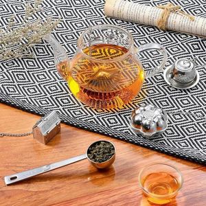 ที่กรองสแตนเลสพร้อ<span class=keywords><strong>ม</strong></span>ห่วงโซ่และถาดรองน้ำหยดชุดของขวัญสำหรับคนรักชา8แบบใช้ซ้ำได้ - Product Image 2